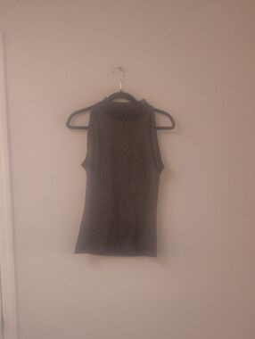 Grace Elements Metallic Sleeveless Mock Neck Top in Dark Gray 1229